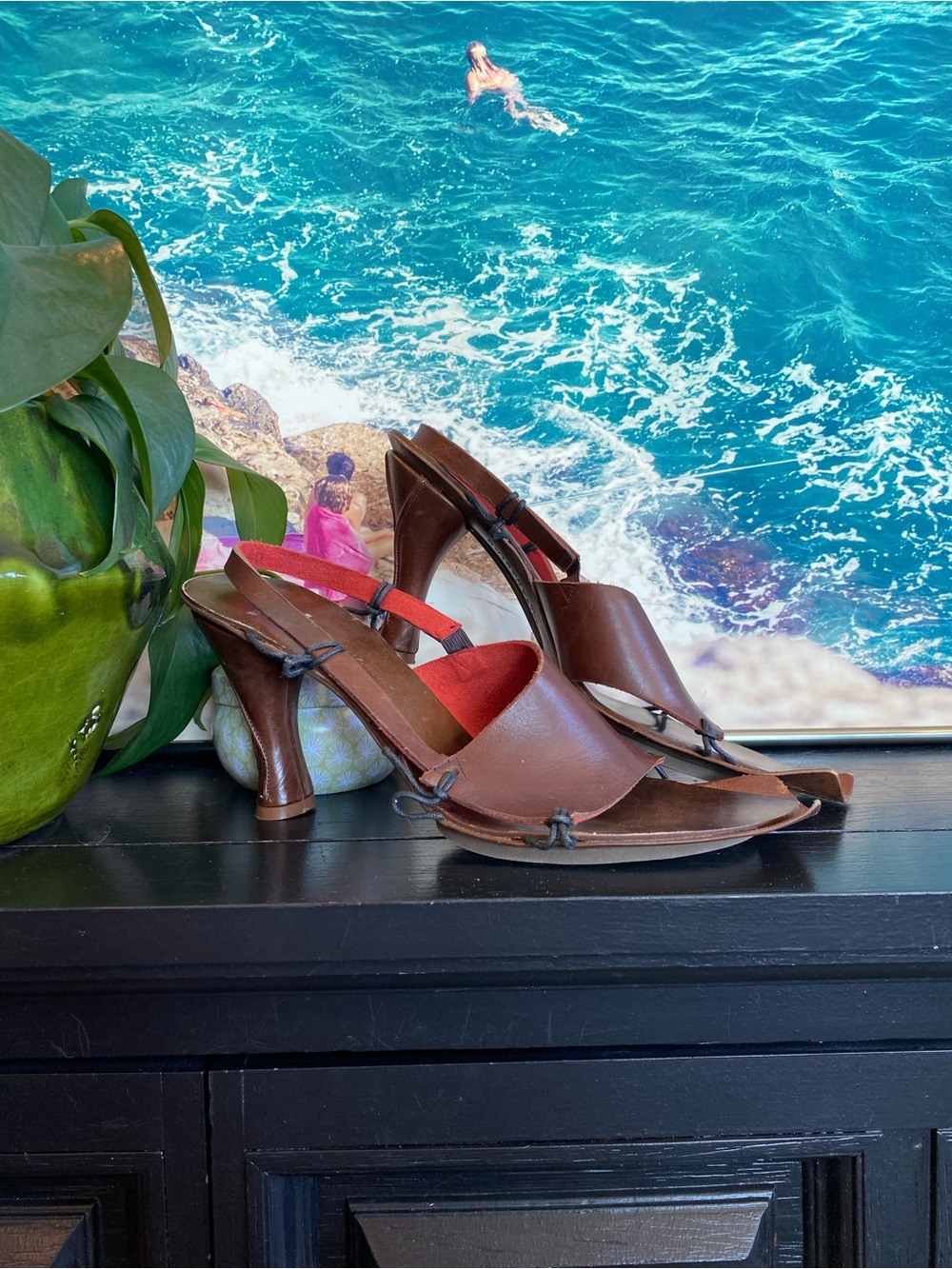 Lisa Nading Architectural Leather Sandals, Handmade Designer Heels